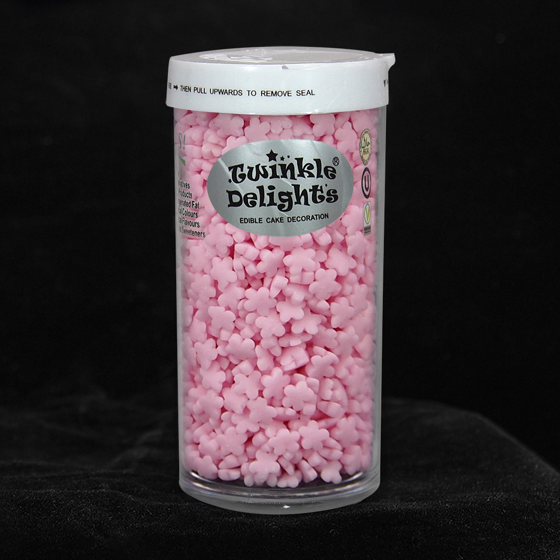 天然粉色小花蛋糕装饰形状糖-单格瓶
