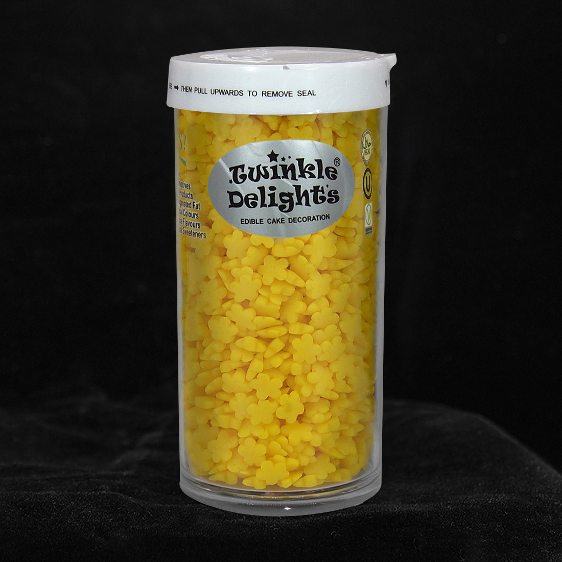 天然黄色小花蛋糕装饰形状糖-单格瓶
