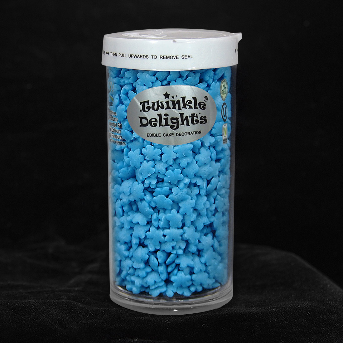 天然蓝色小花蛋糕装饰形状糖-单格瓶