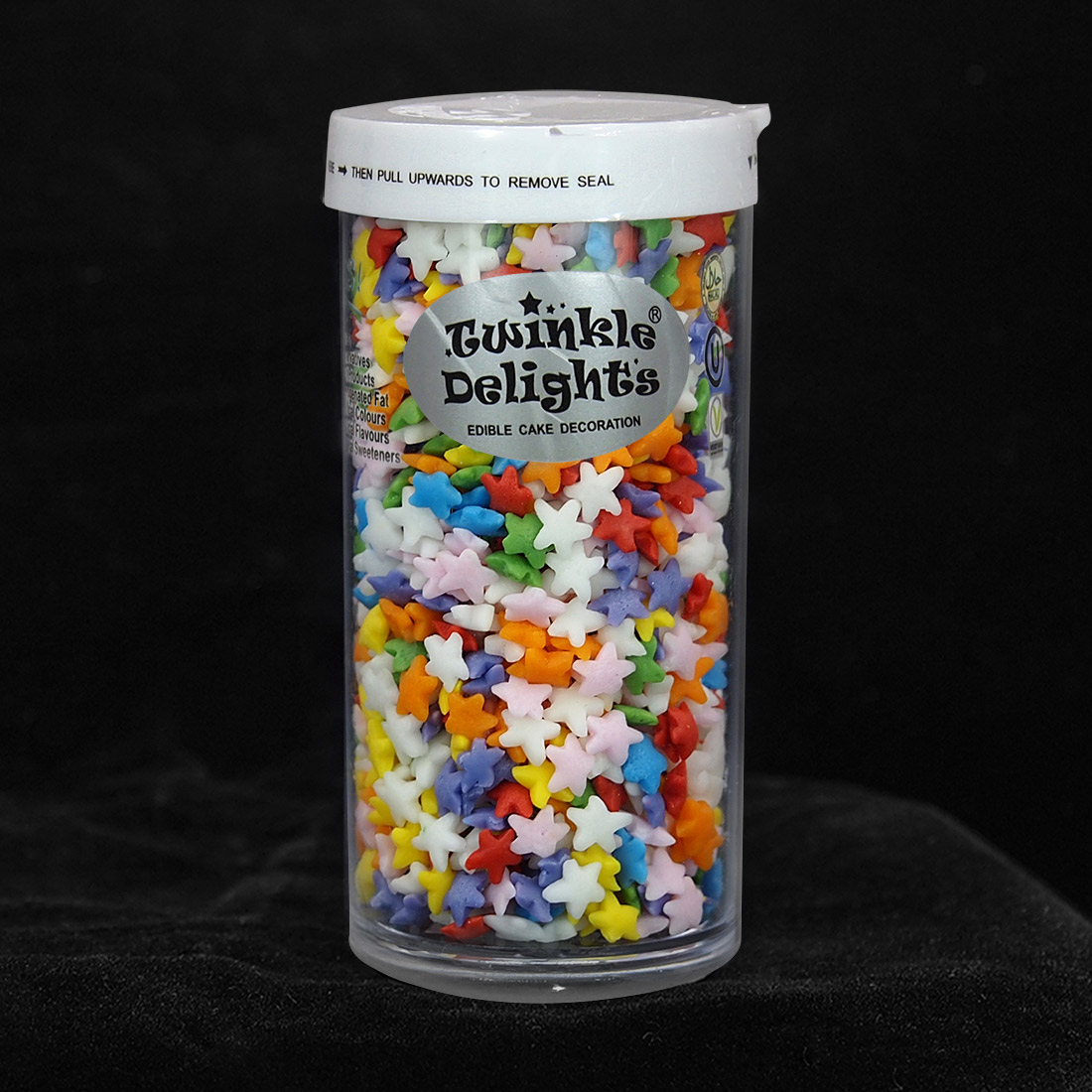 天然彩虹色星星蛋糕装饰形状糖-单格瓶