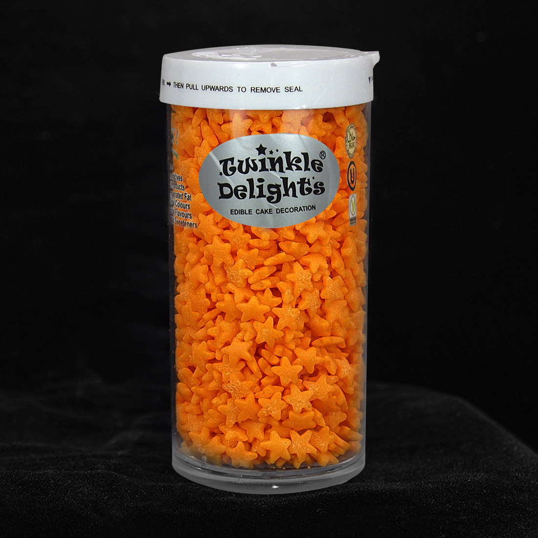 天然橙色星星蛋糕装饰形状糖-单格瓶
