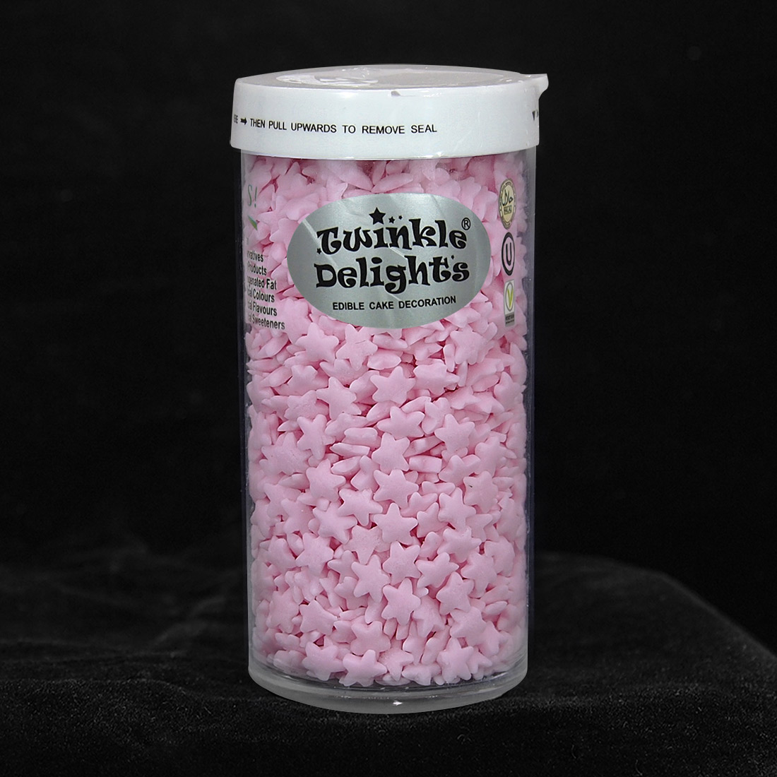 天然粉色星星蛋糕装饰形状糖-单格瓶