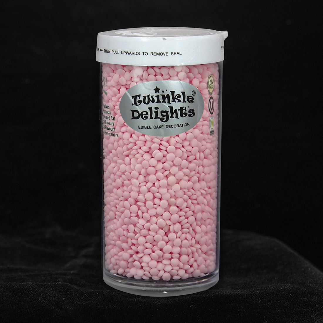 天然粉色小圆蛋糕装饰形状糖-单格瓶