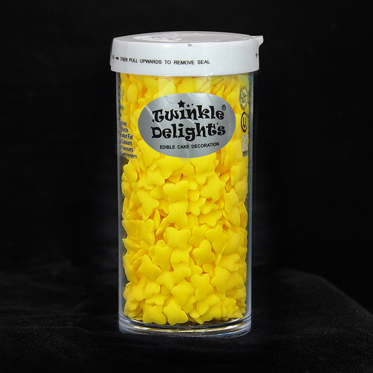 天然黄色蝴蝶蛋糕装饰形状糖-单格瓶
