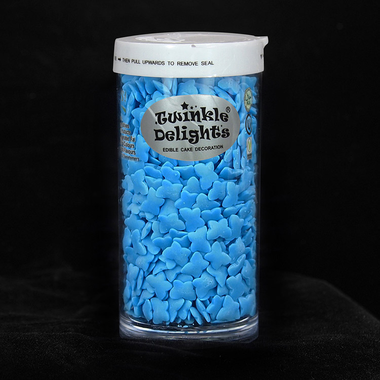 天然蓝色蝴蝶蛋糕装饰形状糖-单格瓶