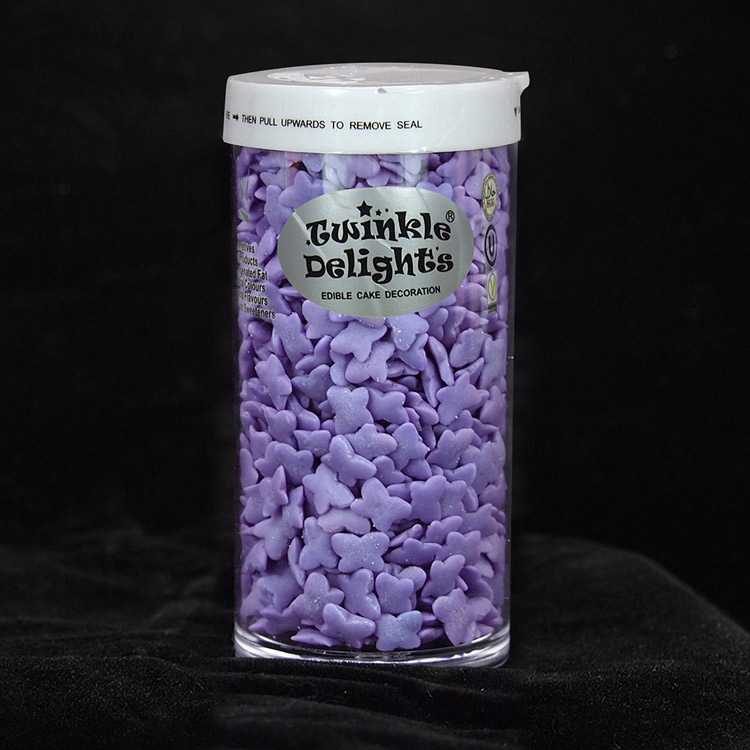 天然紫色蝴蝶蛋糕装饰形状糖-单格瓶