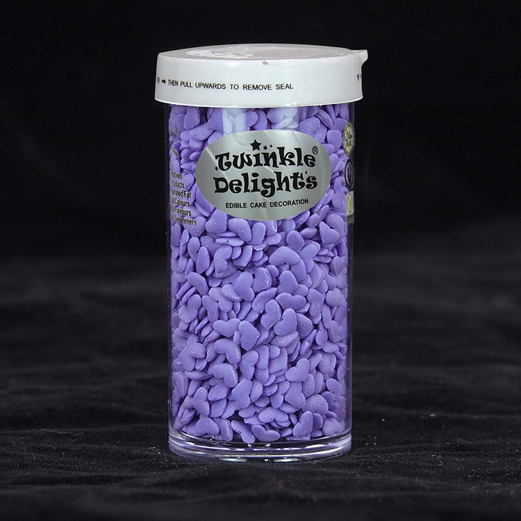 天然紫色迷你心蛋糕装饰形状糖-单格瓶